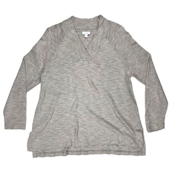 J. Jill Sweaters - J. Jill Sweater Womens Size Large Gray Relaxed V-Neck Pure Jill Relaxed Pullover